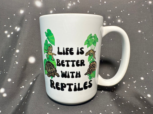 Life is Better with Reptiles in Green Mug