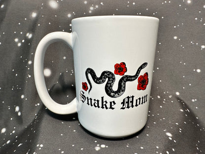 Snake Mom Red Flowers Mug